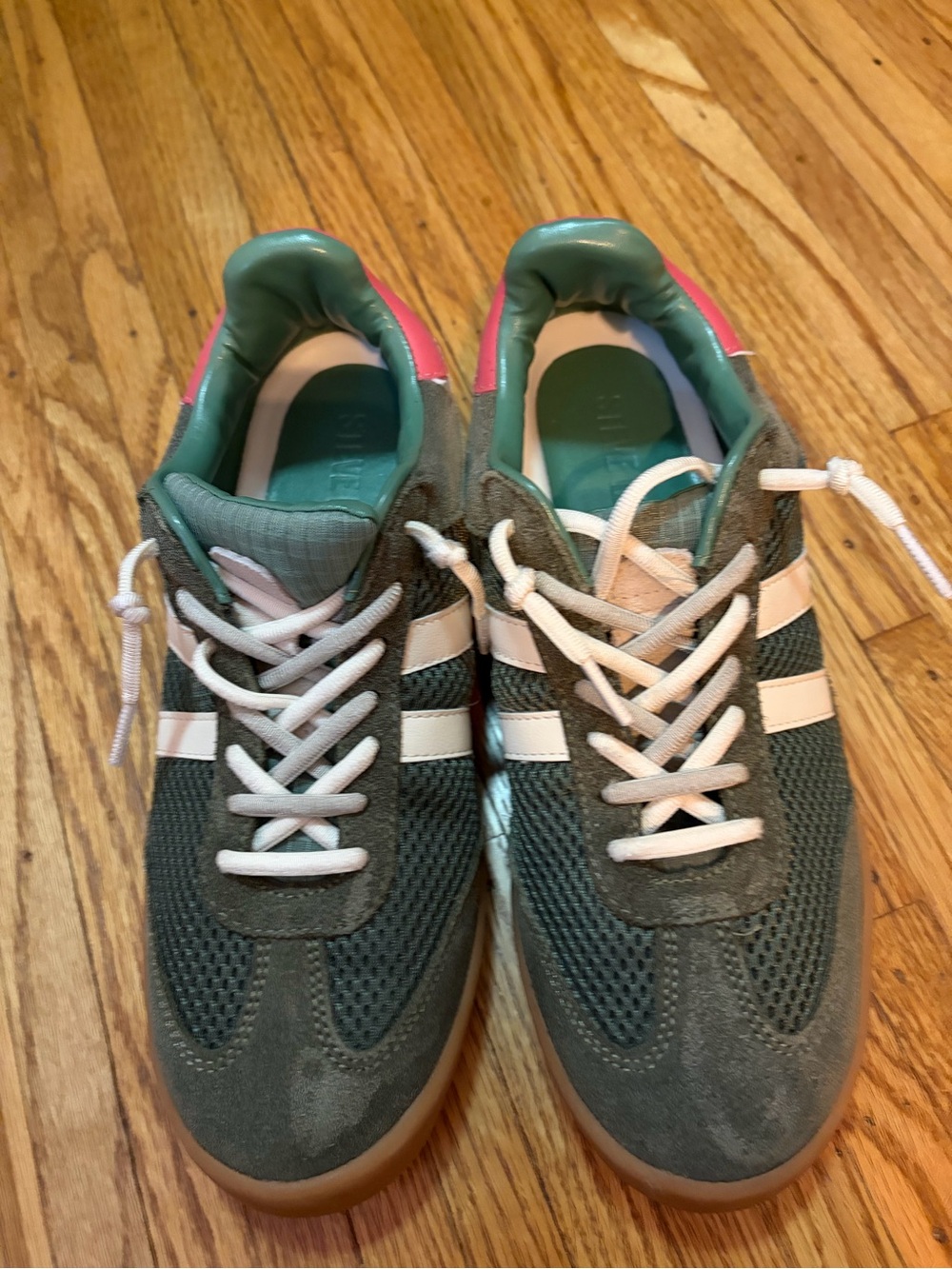 Steve Madden Green and Pink Mesh Lace-Up Sneakers